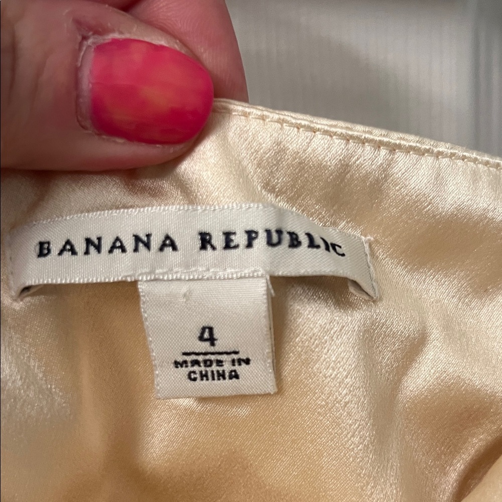 Banana Republic Silk Strapless Dress in Cream with Pink Accent - Picture 2 of 5